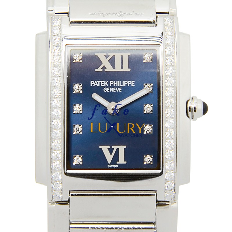 Patek Philippe 4910/10A-012 Twenty-4 Replica Watch, Blue Dial, Stainless Steel & Diamonds Case - Luxury Replica Watch