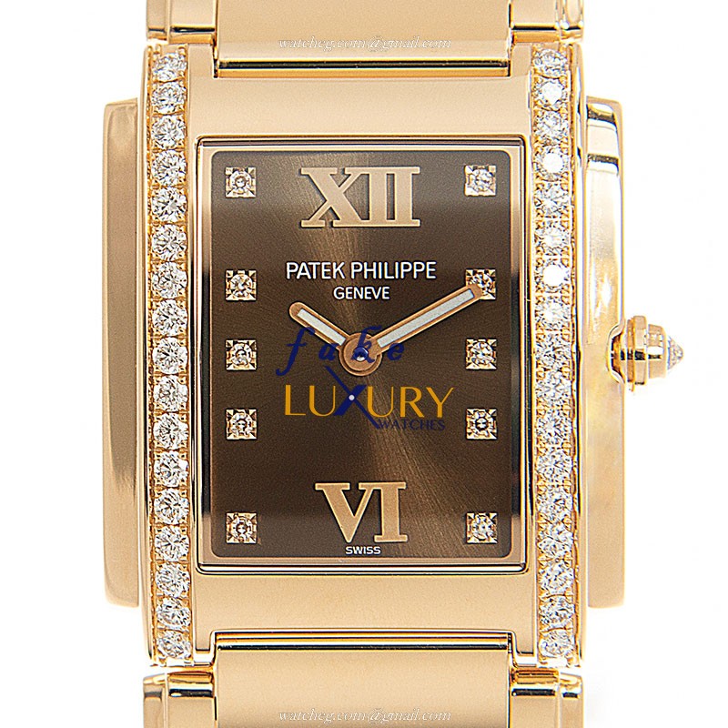 Patek Philippe 4910/11R-010 Replica Watch - Quartz - 18kt Rose Gold - Brown Dial - 25mm - Luxury Replica Watch