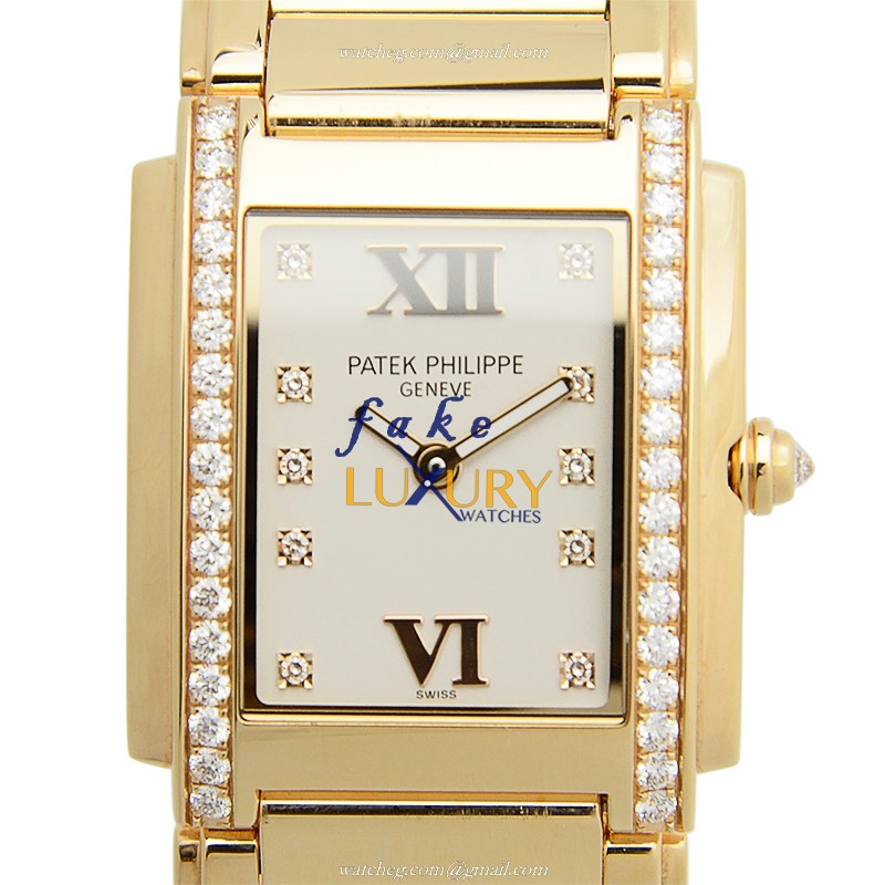 Patek Philippe 4910/11R-011 Twenty-4 Replica Watch - Quartz - 18kt Rose Gold Case - Silver Dial - Luxury Replica Watch