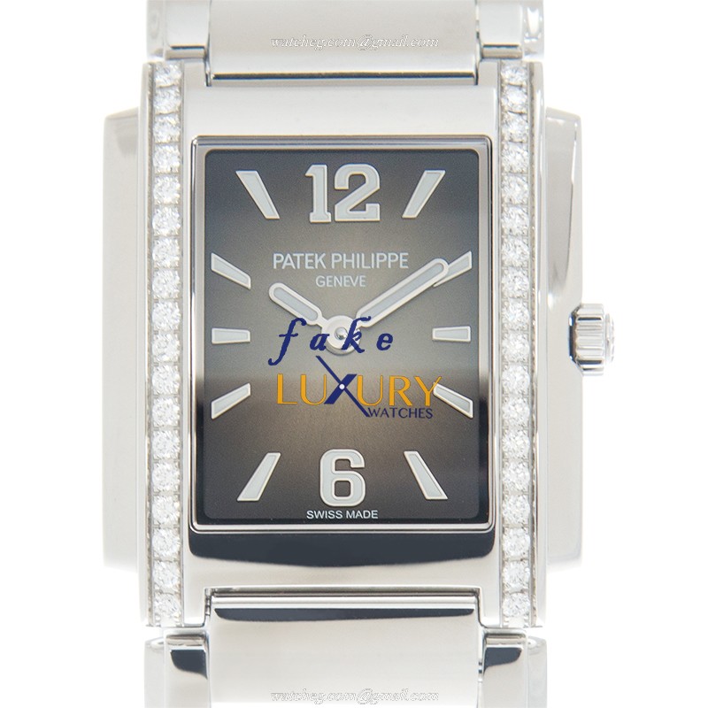 4910/1200A-010 - Patek Philippe Twenty-4 Replica Watch Quartz Stainless Steel Diamond Black Dial - Luxury Replica Watch