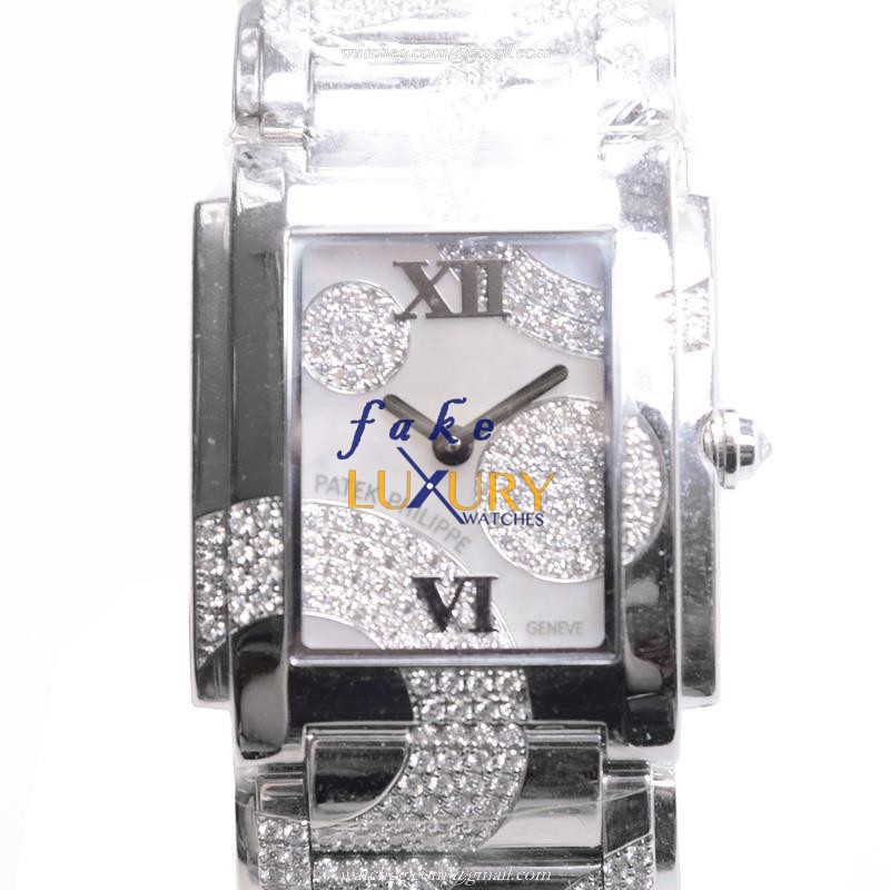 Patek Philippe 4910/49G-001 Replica Watch, Twenty-4 Quartz, 18kt White Gold & Diamond, Silver Dial - Luxury Replica Watch