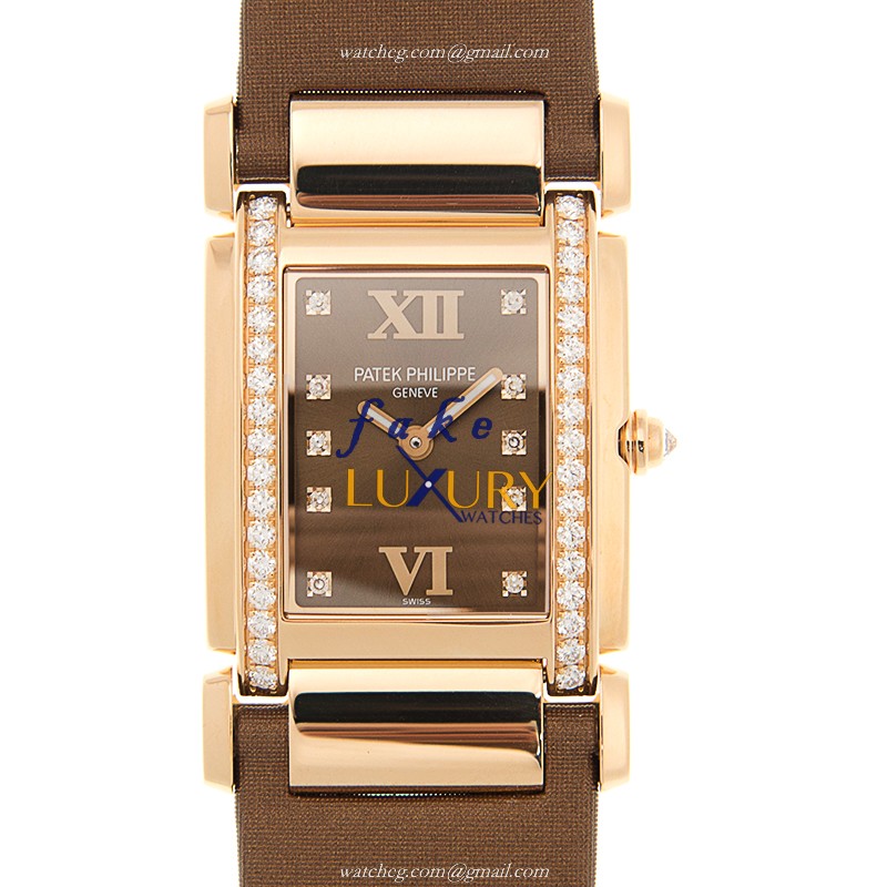 Patek Philippe 4920R-001 TWENTY-4 Replica Watch, Quartz Movement, 18kt Rose Gold Case, Brown Silk - Luxury Replica Watch