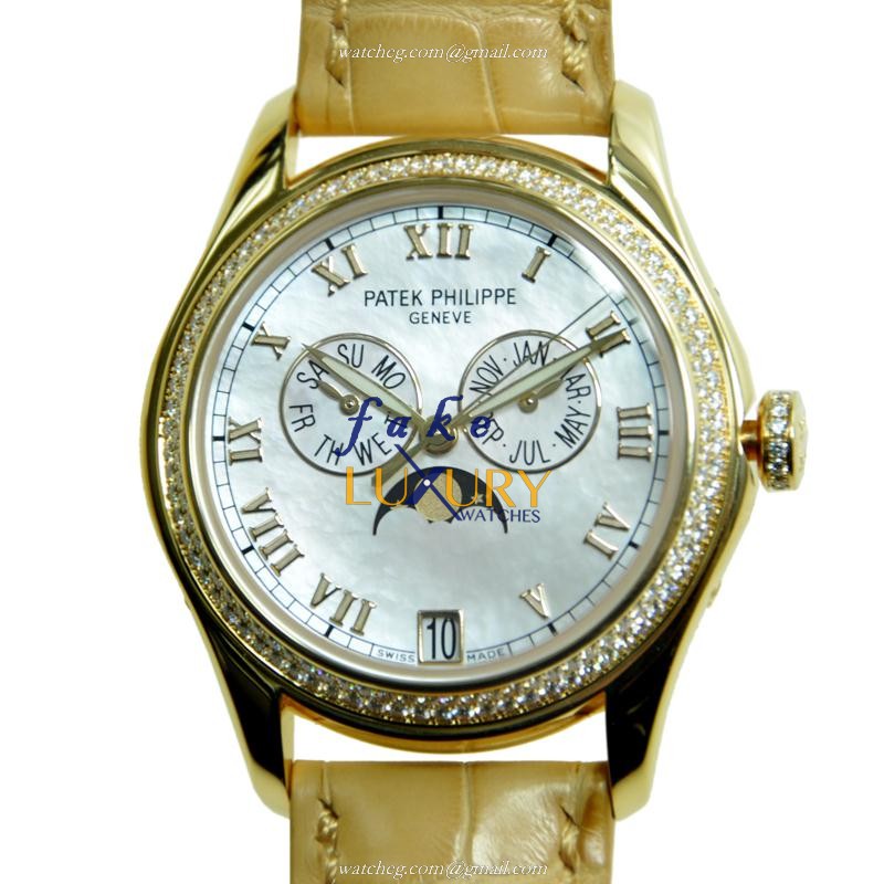 Patek Philippe 4936J-001 Replica Watch, White Mother of Pearl Dial, 18kt Gold & Diamond Case - Luxury Replica Watch