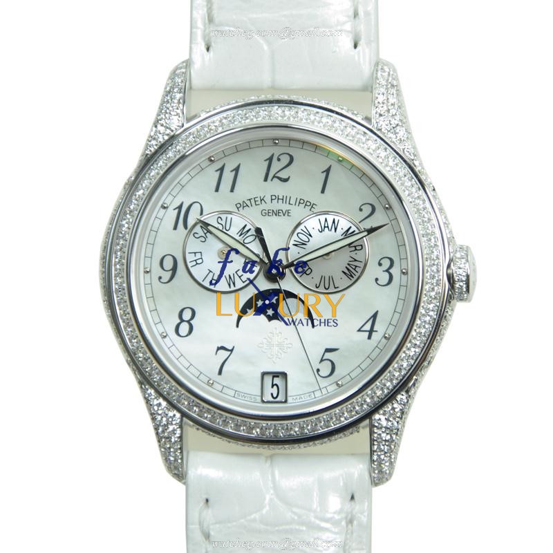 Patek Philippe 4937G-001 Replica Watch, White Mother of Pearl Dial, 18kt Gold & Diamond Case - Luxury Replica Watch