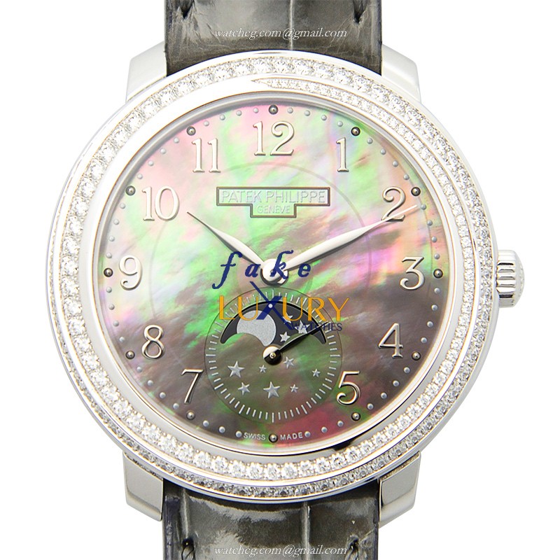 4968G-001 - Patek Philippe Replica Watch Manual Wind 18kt White Gold Diamond Dark Grey Dial - Luxury Replica Watch