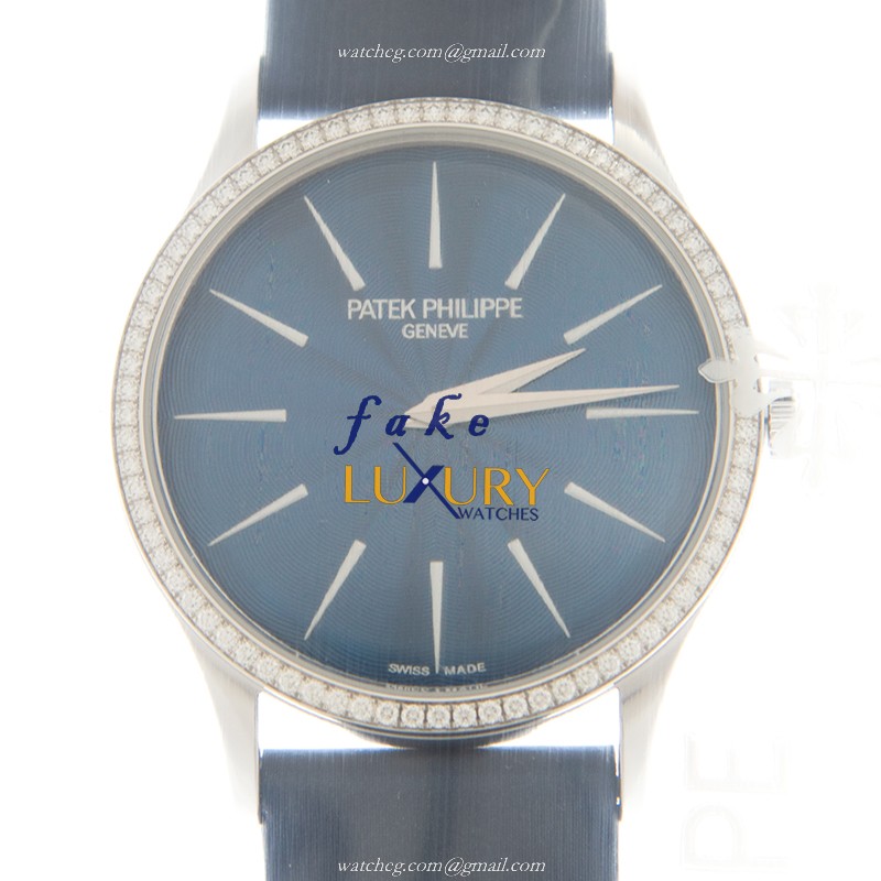 Patek Philippe 4997/200G-001 Calatrava Replica Watch, Automatic, Blue Dial, 18kt White Gold & - Luxury Replica Watch