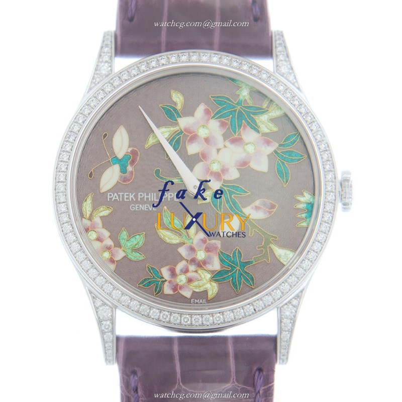 Patek Philippe 5077/100G-025 RARE HANDCRAFTS Automatic 18kt White Gold Diamond Purple Dial Replica - Luxury Replica Watch