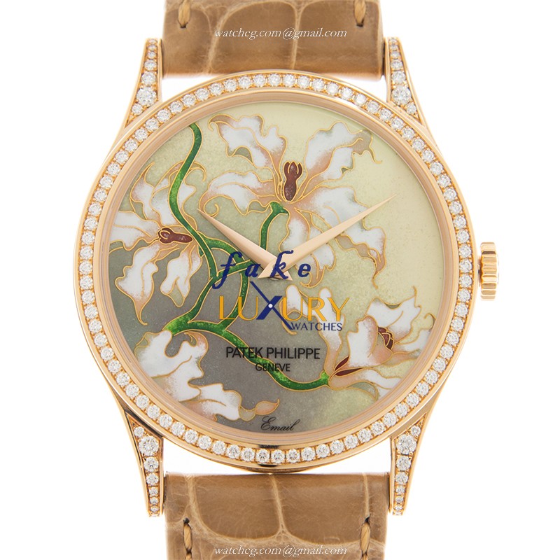 Patek Philippe 5077/100R-036 Replica Watch, Light Brown Dial, Rose Gold & Diamonds Case, Automatic - Luxury Replica Watch