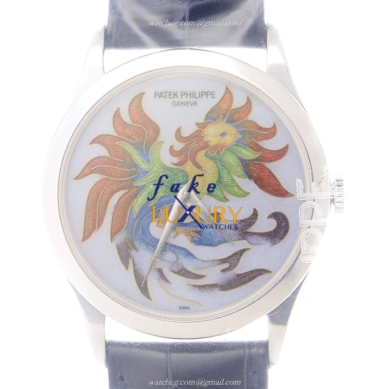 Patek Philippe Calatrava 5077P-053 Automatic Platinum White Dial Alligator Strap Replica Watch - Luxury Replica Watch