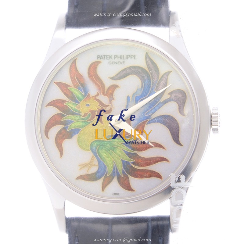 Patek Philippe 5077P-054 Calatrava Replica Watch, Platinum Case, White Dial, Black Alligator Strap - Luxury Replica Watch