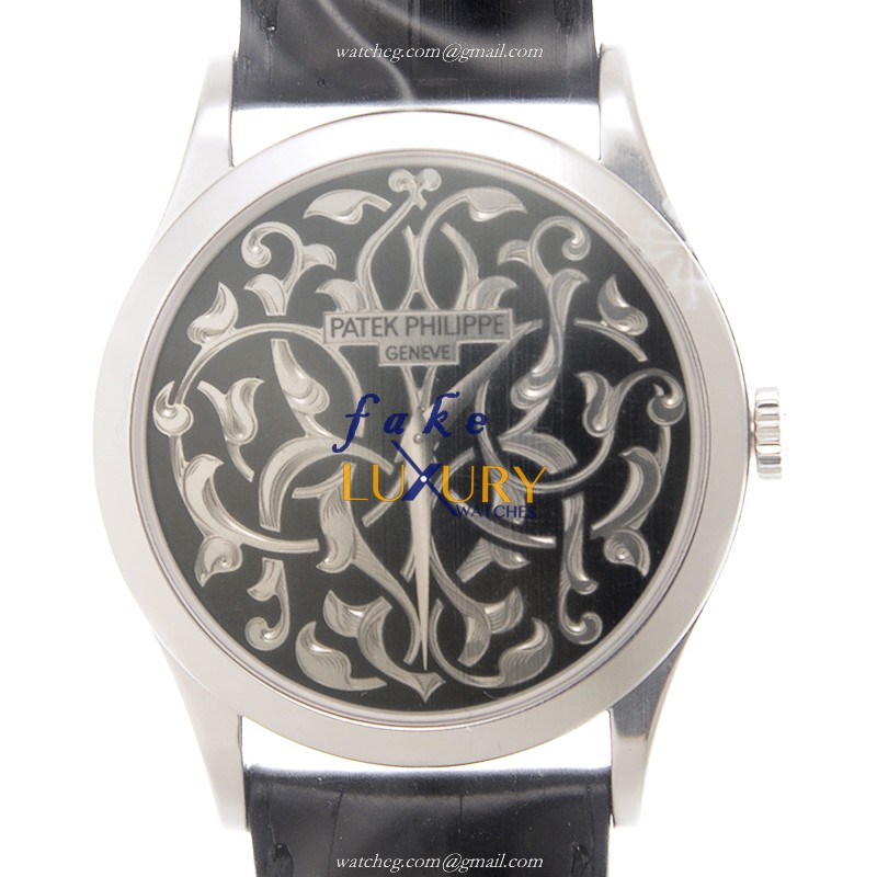 Patek Philippe 5088/100P-001 Calatrava Replica Watch, Automatic Movement, Black Dial, 18kt White - Luxury Replica Watch