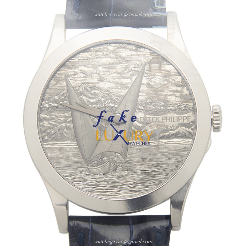 Patek Philippe 5089G-015 Calatrava Automatic 18kt White Gold Silver Dial Blue Strap Replica Watch - Luxury Replica Watch