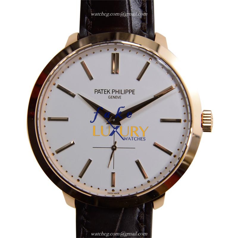 Patek Philippe 5123R-001 Calatrava Replica Watch, White Dial, 18kt Rose Gold Case, Manual Wind - Luxury Replica Watch