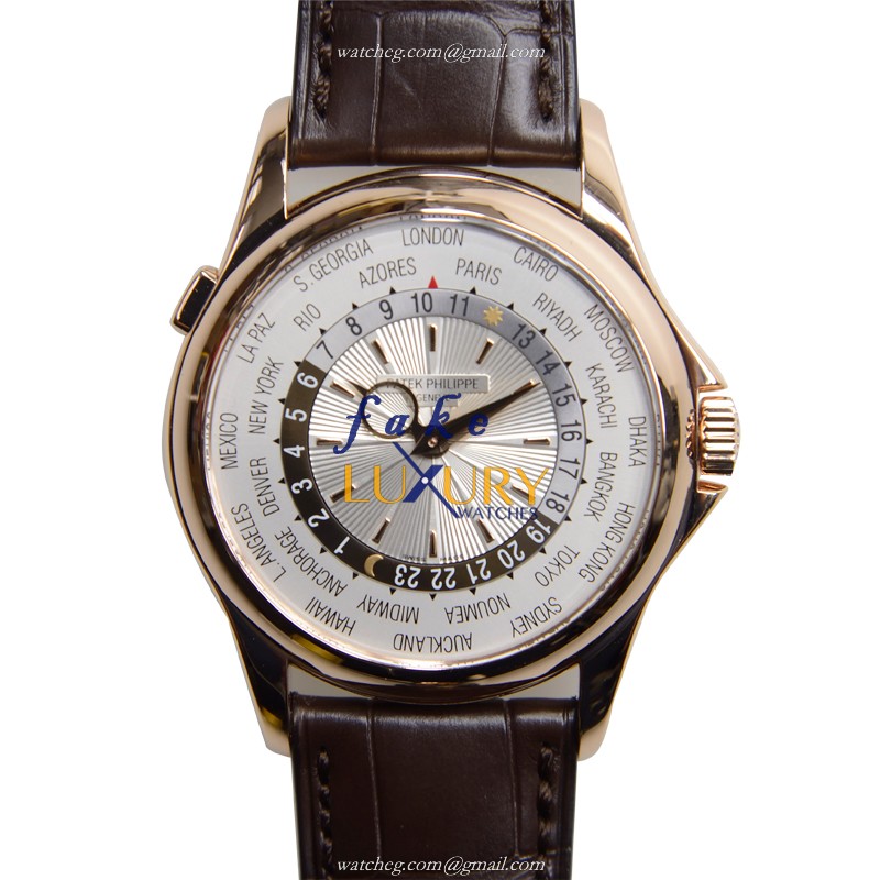 Patek Philippe 5130R-018 Replica Watch, Automatic, Silver Dial, 18kt Rose Gold Case, Brown - Luxury Replica Watch