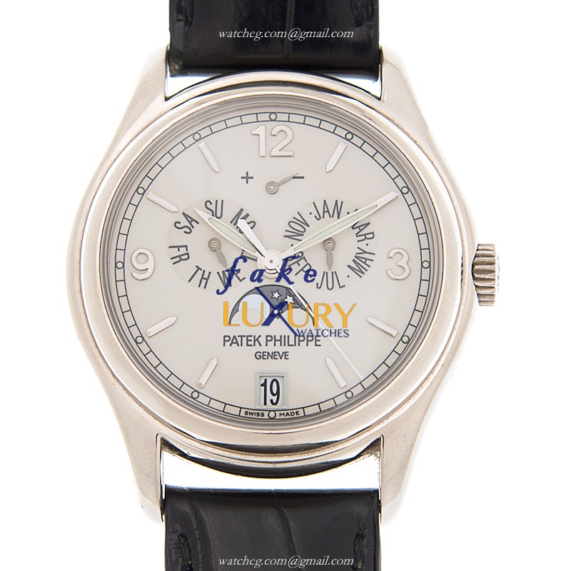 Patek Philippe 5146G-001 COMPLICATIONS Replica Watch with White Dial, Grey Alligator Strap - Luxury Replica Watch