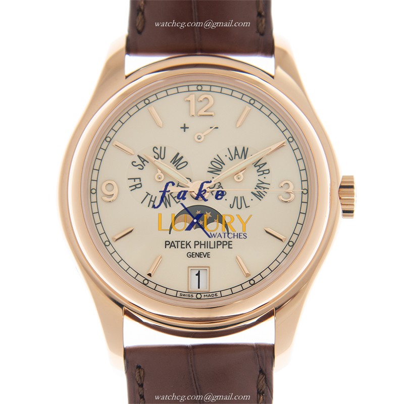 Patek Philippe 5146R-001 Replica Watch Automatic Movement White Dial 18kt Rose Gold Case Brown - Luxury Replica Watch