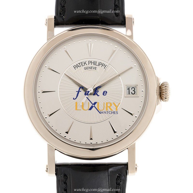 Patek Philippe 5153G-010 Replica Watch, Automatic Movement, White Dial, 18kt White Gold Case, Black - Luxury Replica Watch