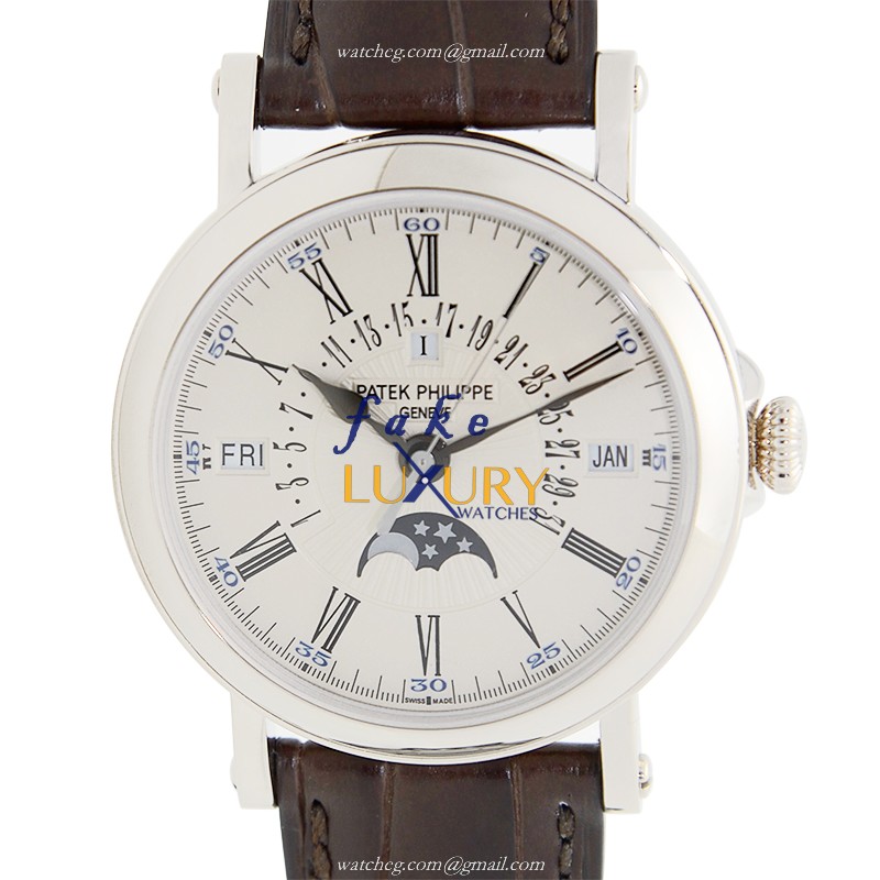 Patek Philippe 5159G-001 Replica Watch - Automatic - 18kt White Gold - White Dial - Alligator Strap - Luxury Replica Watch