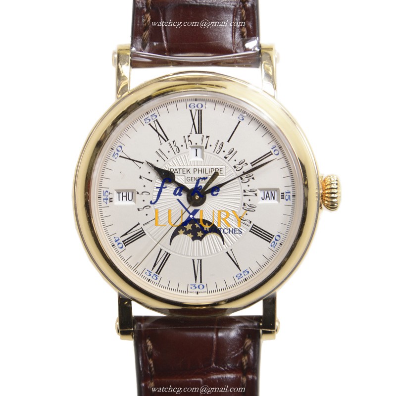 Patek Philippe 5159J-001 Grand Complications Automatic 18kt Yellow Gold White Dial Brown Alligator - Luxury Replica Watch