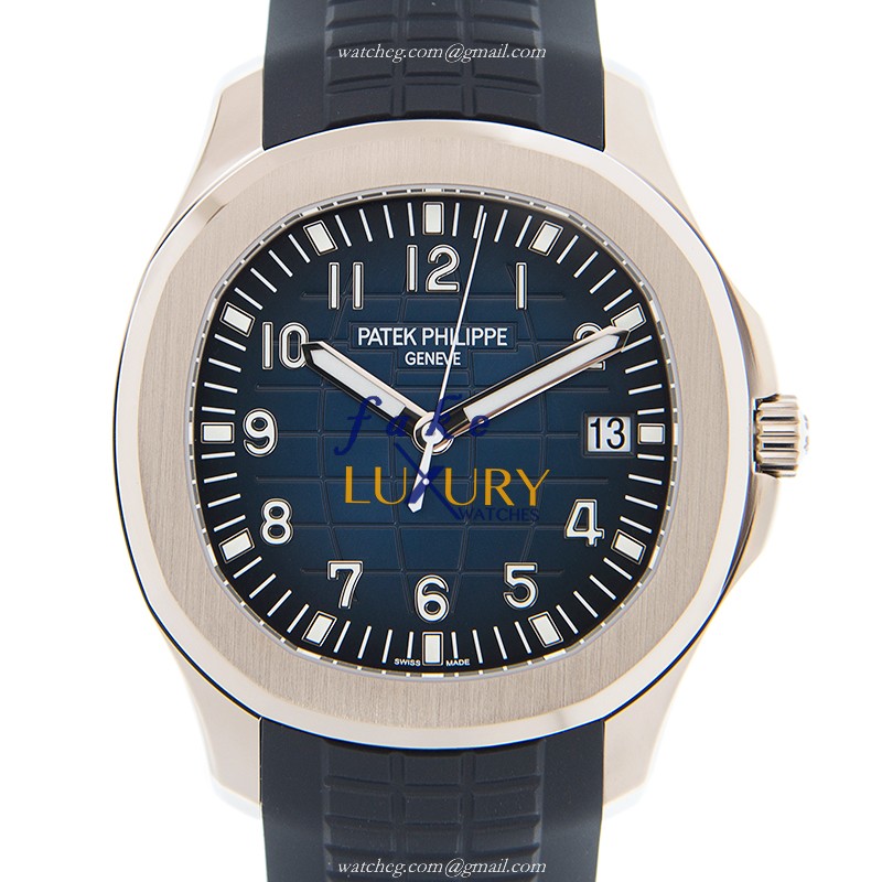Patek Philippe 5168G-001 Replica Watch Automatic Blue Dial 18kt White Gold Case Rubber Strap - Luxury Replica Watch