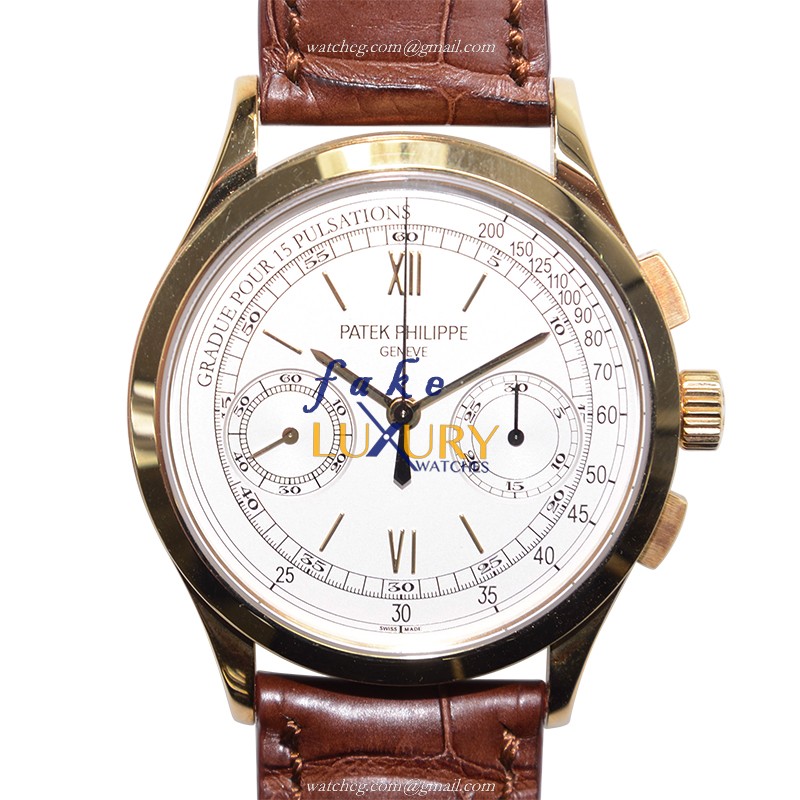 Patek Philippe 5170J-001 Replica Watch, Manual Wind, White Dial, 18kt Yellow Gold Case, Brown - Luxury Replica Watch