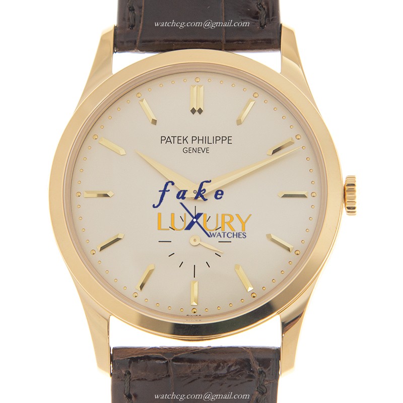 Patek Philippe 5196J-001 Calatrava Replica Watch White Dial 18kt Yellow Gold Manual Wind - Luxury Replica Watch