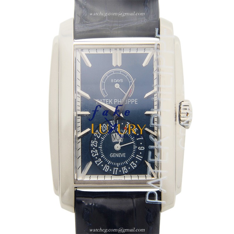 Patek Philippe 5200G-001 Gondolo Replica Watch, 18kt White Gold, Blue Dial, Manual Wind - Luxury Replica Watch