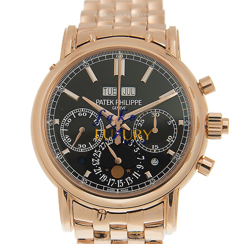 5204-1R-001 - Patek Philippe COMPLICATIONS Replica Watch - 18kt Rose Gold Manual Wind Black Dial - Luxury Replica Watch
