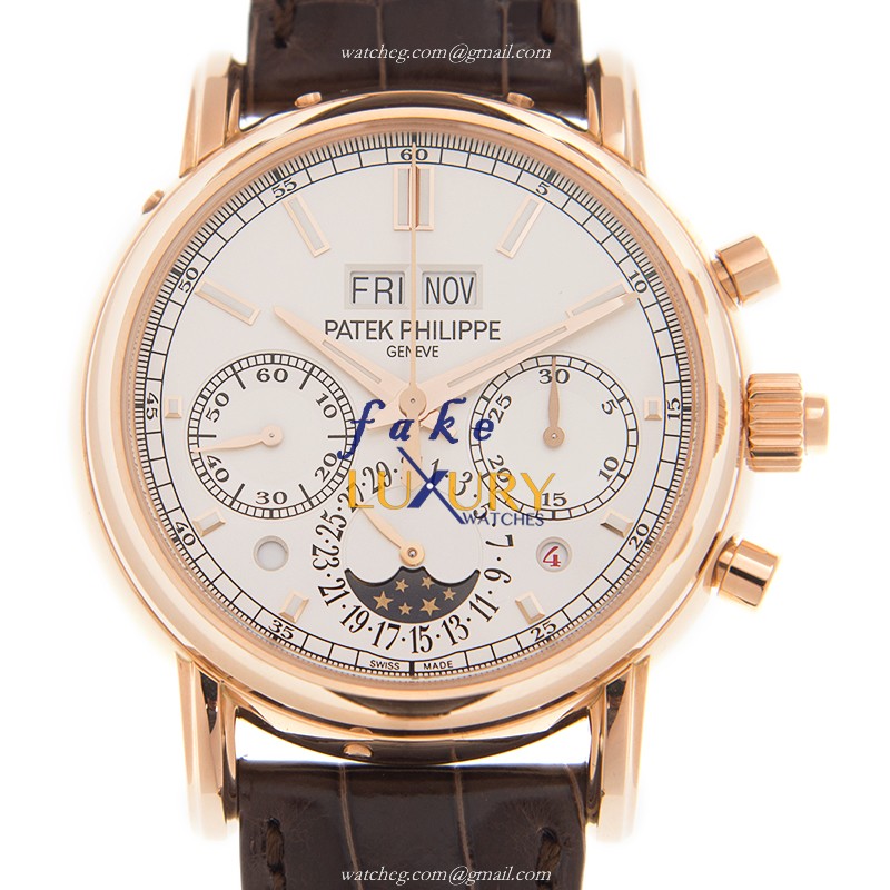 5204R-001 - Patek Philippe Replica Watch Grand Complications Manual Wind 18kt Rose Gold White Dial - Luxury Replica Watch