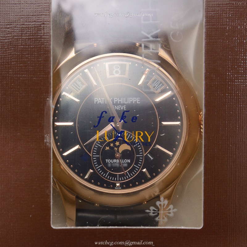 Patek Philippe 5207R-001 Replica Watch - Manual Wind - 18kt Rose Gold - Black Dial - Alligator - Luxury Replica Watch