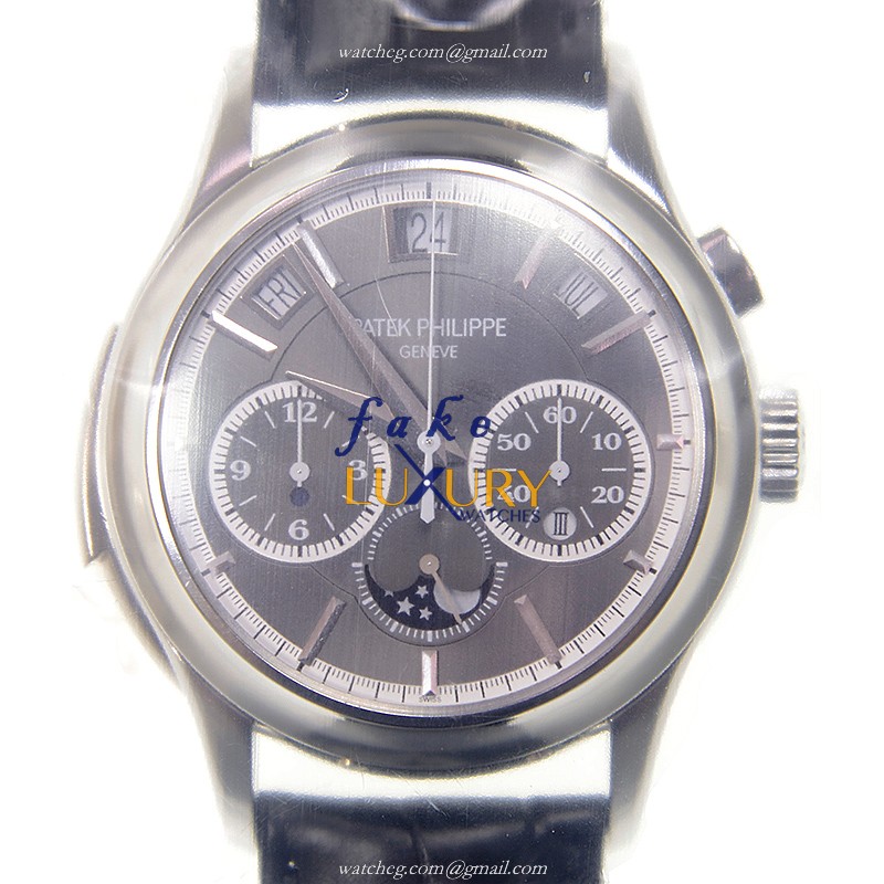 Patek Philippe 5208P-001 GRAND COMPLICATIONS Replica Watch With Gray Dial, Platinum Case, Black - Luxury Replica Watch