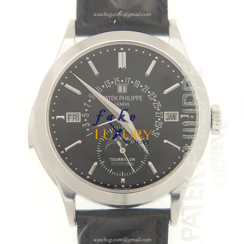 Patek Philippe 5216P-001 Grand Complications Manual Wind 950 Platinum Black Dial Replica Watch - Luxury Replica Watch