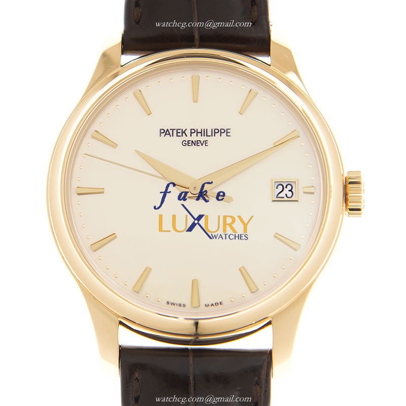 Patek Philippe 5227J-001 Calatrava Replica Watch Automatic 18kt Yellow Gold Beige Dial Alligator - Luxury Replica Watch