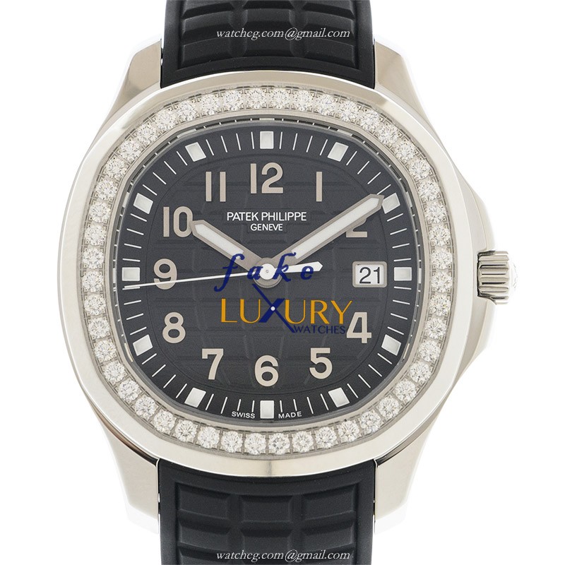Patek Philippe 5267/200A-001 Aquanaut Quartz Replica Watch - 38.8mm Steel & Diamonds Black Rubber - Luxury Replica Watch