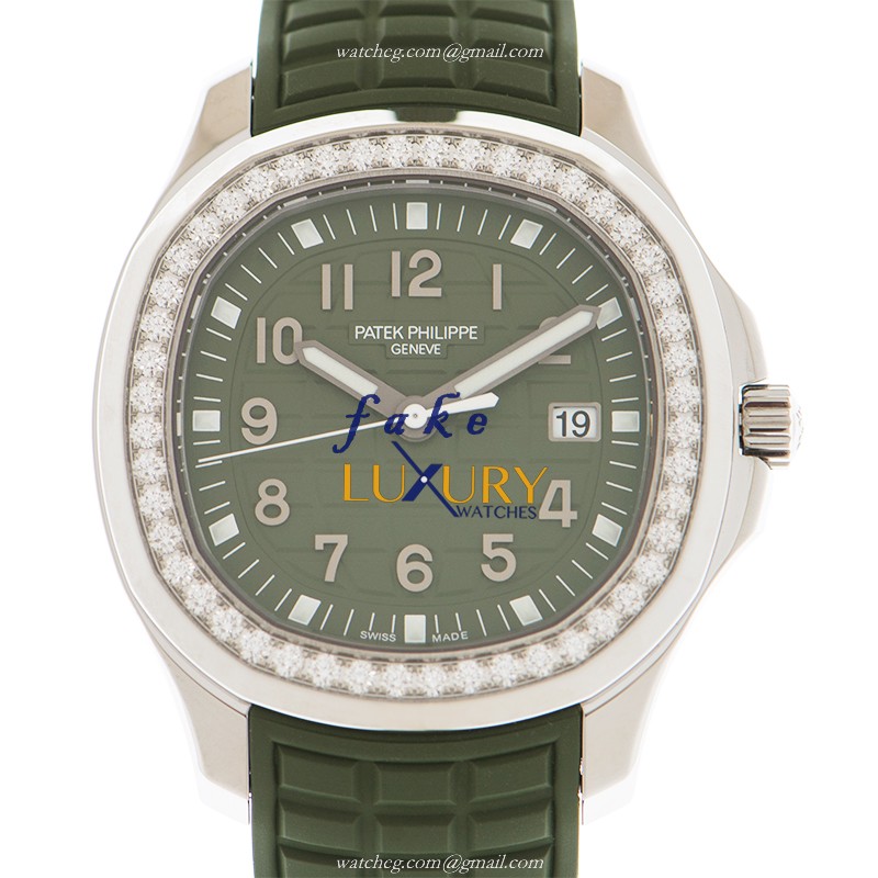 Patek Philippe 5267/200A-011 Aquanaut Quartz Green Dial Stainless Steel & Diamonds Replica Watch - Luxury Replica Watch