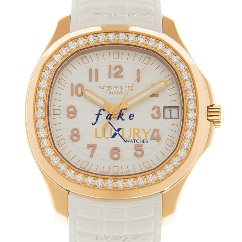 Patek Philippe 5268/200R-001 Replica Watch, White Dial, Rose Gold & Diamond Case, Rubber Strap - Luxury Replica Watch