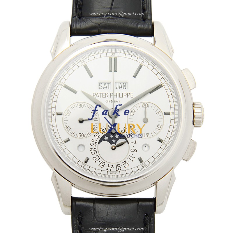 Patek Philippe 5270G-001 Replica Watch, Manual Wind, White Dial, 18kt White Gold Case, Black - Luxury Replica Watch