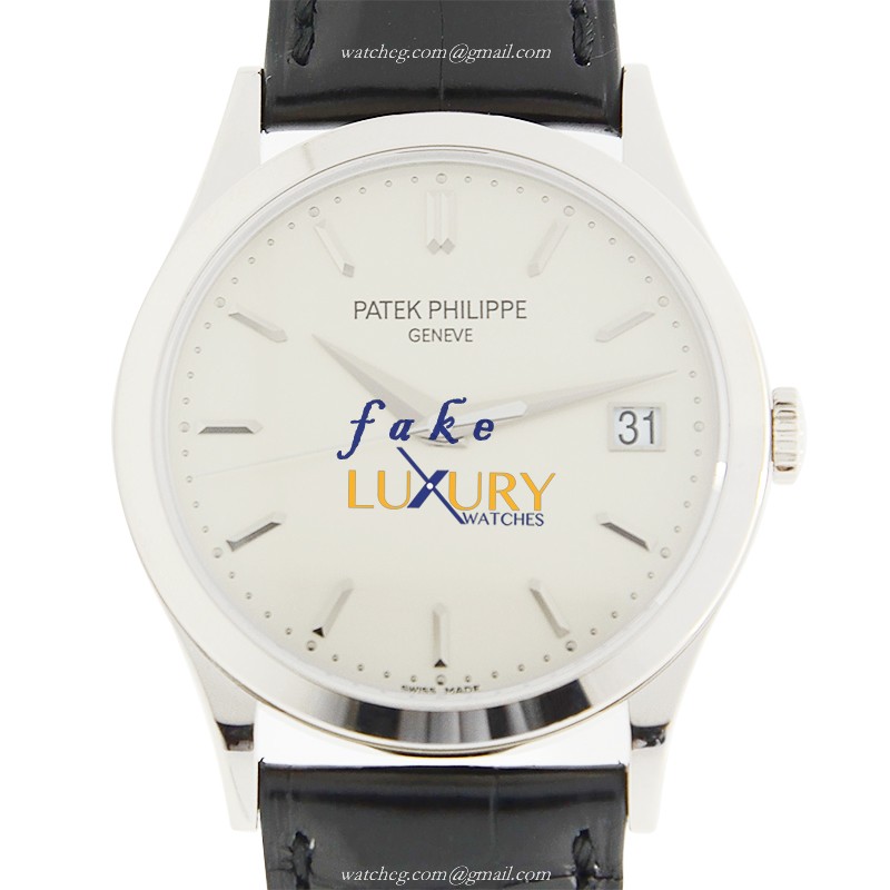 Patek Philippe 5296G-010 Calatrava Automatic 18kt White Gold Alligator Replica Watch - Luxury Replica Watch