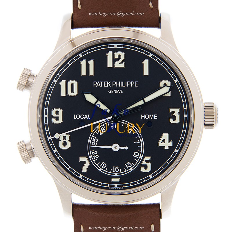 Patek Philippe 5524G-001 Replica Watch Automatic, Dark Blue Dial, 18kt White Gold Case, Brown - Luxury Replica Watch