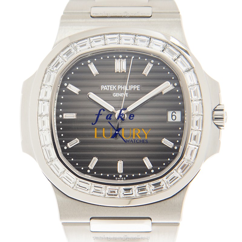 Patek Philippe 5711/110P-001 Nautilus Replica Watch, Automatic, Black Dial, White Gold & Diamond - Luxury Replica Watch