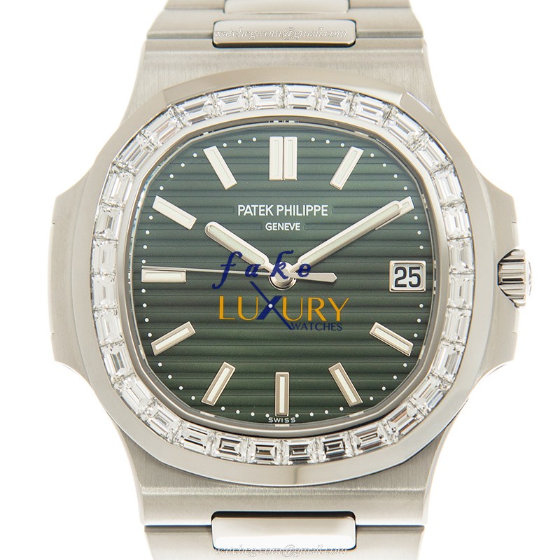 Patek Philippe 5711/1300A-001 Nautilus Automatic Green Dial Stainless Steel Diamonds Replica Watch - Luxury Replica Watch