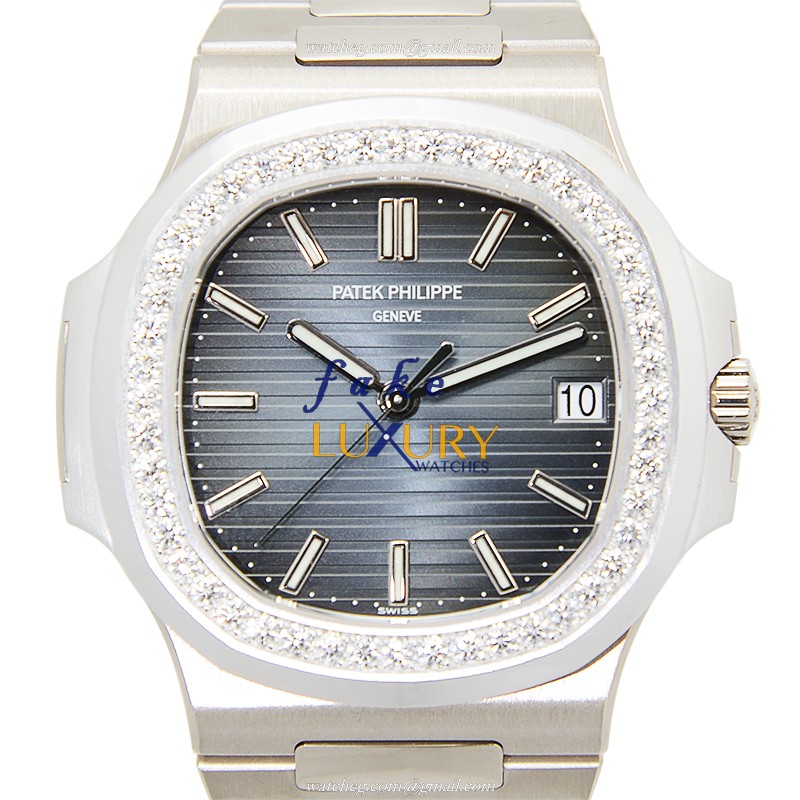 Patek Philippe 5713/1G-010 Nautilus Replica Watch - 40mm Automatic - 18kt White Gold Diamond Case - Luxury Replica Watch