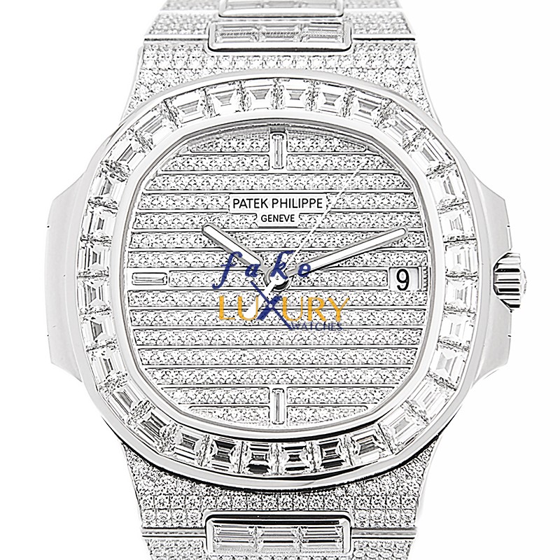 Patek Philippe Nautilus 5719/10G-010 Automatic 18kt White Gold Diamond Silver Dial Replica Watch - Luxury Replica Watch