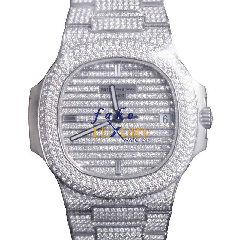 Patek Philippe Nautilus 5719/1G-001 Automatic 18kt White Gold Diamond Silver Dial Replica Watch - Luxury Replica Watch