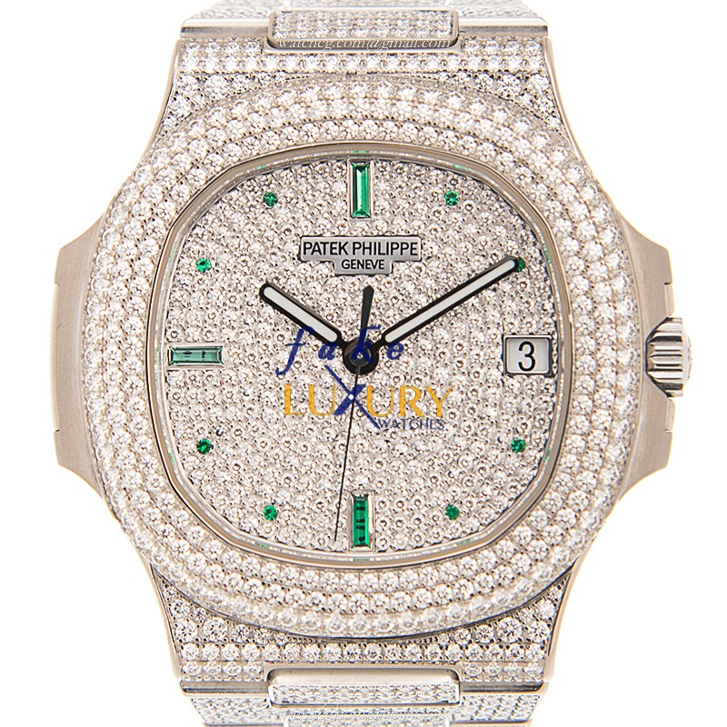 Patek Philippe Nautilus 5719/1G-010 Automatic 18kt White Gold Diamond Silver Dial Replica Watch - Luxury Replica Watch