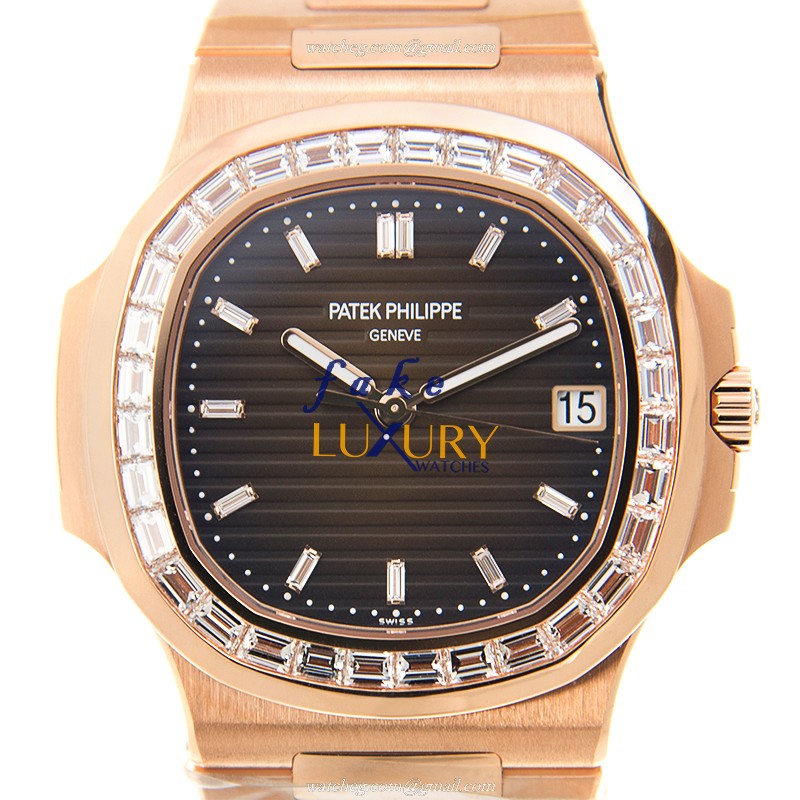 Patek Philippe 5723/1R-010 Nautilus - Replica Watch - Automatic - 18kt Rose Gold Diamonds - Brown - Luxury Replica Watch