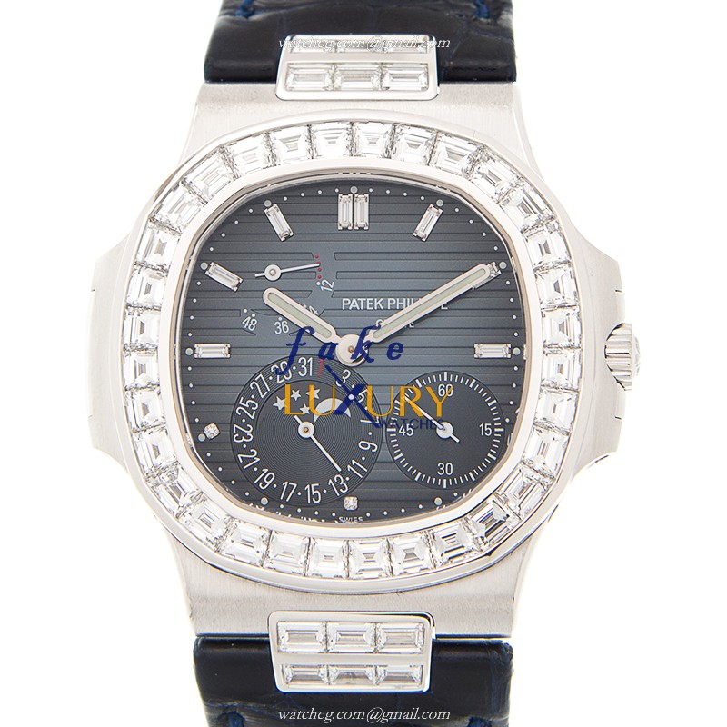 5724G-001 - Patek Philippe Nautilus Replica Watch 40mm Automatic Dark Blue Dial Leather - Luxury Replica Watch