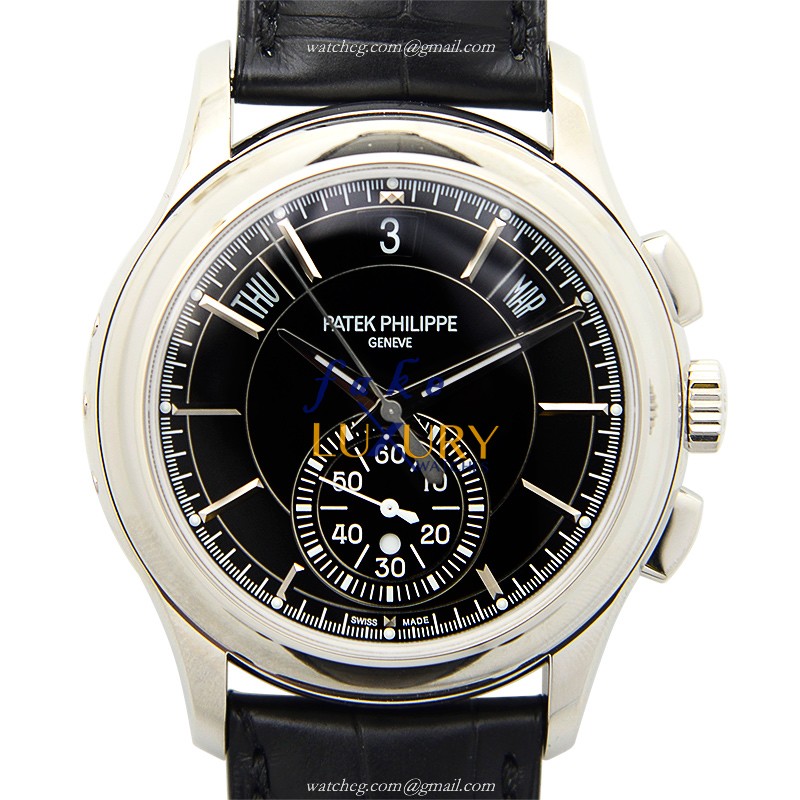 Patek Philippe 5905P-010 Replica Watch, Automatic Movement, Black Dial, 950 Platinum Case - Luxury Replica Watch