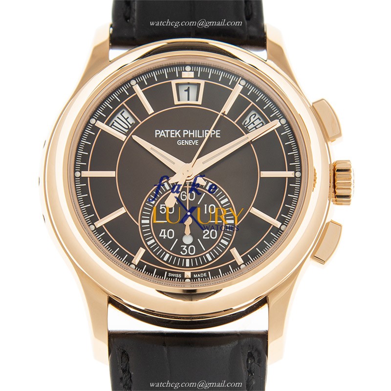 Patek Philippe 5905R-001 Replica Watch Automatic Brown Dial Rose Gold Case Alligator Strap - Luxury Replica Watch