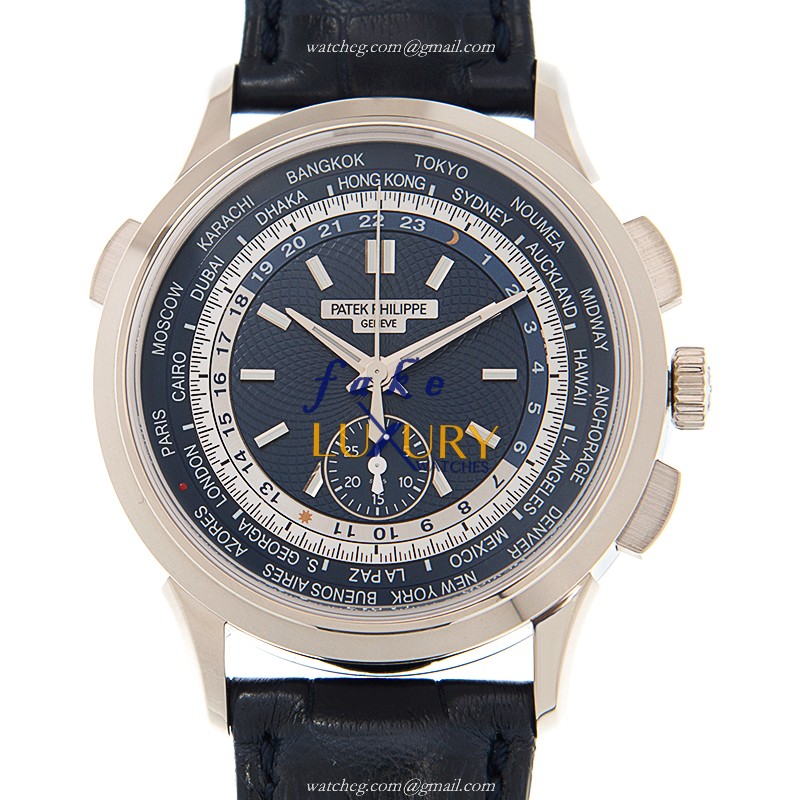 Patek Philippe 5930G-001 Replica Watch, Automatic Movement, 18kt White Gold Case, Blue Dial - Luxury Replica Watch